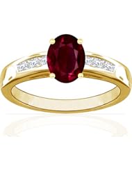 18K Yellow Gold Oval Cut Ruby Ring With Sidestones (GIA Certificate)