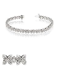 14k Gold 2.5ct tw Diamond Flower Cluster Bracelet