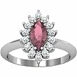 14K White Gold Pink Tourmaline and Diamond Ring
