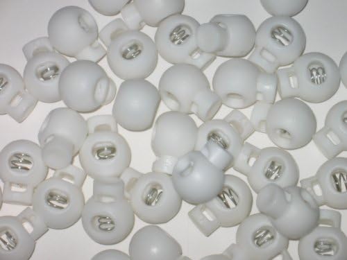 100 White Round Ball Cord Locks Toggles