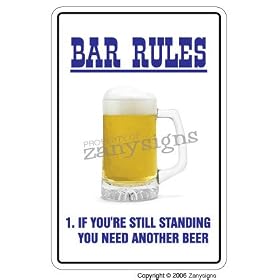 BAR RULES ~Novelty Sign~ beer signs funny drunk gift