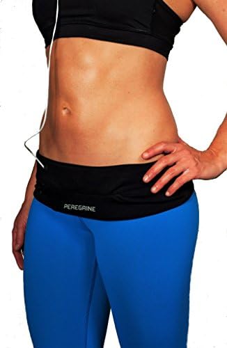 Peregrine Running Belt / Waist Belt / Fitness Belt for Men and Women- Secure Zipper Pocket- Fits iPhone 6- Use for Gym Workouts, Cycling, Walking, Travel- Black- No Bounce- 100% Money back Guarantee!