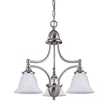 Westinghouse 64092 Brandt Point Three-Light Chandelier, Brushed Nickel Finish with White Alabaster Globe