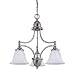 Westinghouse 64092 Brandt Point Three-Light Chandelier, Brushed Nickel Finish with White Alabaster Globe