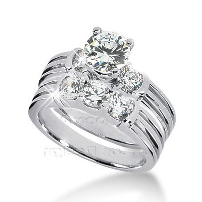 14K White Gold Round Cut Diamond Semi-mount Matching Set (1.20ct.tw, HI Color, SI2-3 Clarity)
