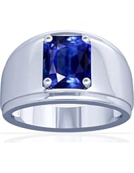 Platinum Emerald Cut Blue Sapphire Solitaire Ring