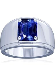 14K White Gold Emerald Cut Blue Sapphire Solitaire Ring