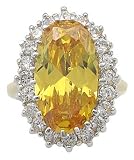 14k Gold Plated Oval Yellow CZ Cocktail Ring
