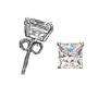 14K white gold princess cut cubic zirconia basket earring