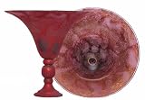 Colorful Recycled Art Glass Extra Large Vase With Frosted Red Exterior 18D 16.75H