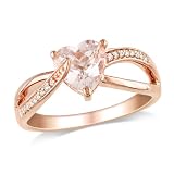Pink Silver 1 1/10 CT TGW Morganite 0.05 CT TDW Diamond Fashion Ring (H-I, I3)