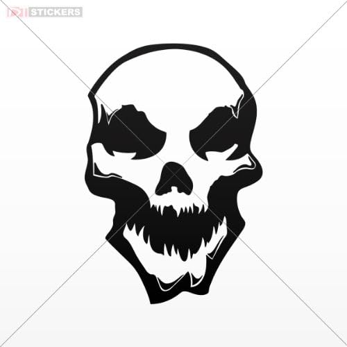 Decals Sticker Crazy Skull Size: 5 X 3.4 Inches Black