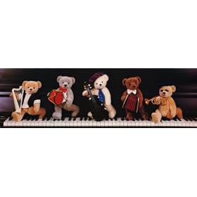 Bears on Piano (Playing Musical Instruments) Art Poster Print - 12" X 36"