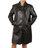 Ladies Knee Length Black Leather Coat