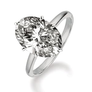 14k White Gold Oval Shape Diamond Solitaire Ring (0.78 ctw, F Color, SI1 Clarity)