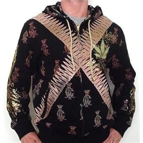 New Christian Audigier Mens Reversible Hoodie, Black