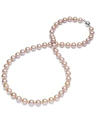 HinsonGayle AAA Gem Collection 8.0-8.5mm Naturally Pink Cultured Pearl Necklace (14K White Gold, 18")