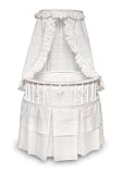 White Elegance Round Baby Bassinet w/White Eyelet Bedding