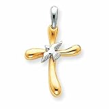 14k Two-tone Cross with Dove Pendant
