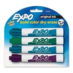 Cardscan SAN-83080 Expo Dry-erase Marker - Chisel Marker Point Style - Assorted Ink - 4... by 