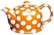 Yedi Houseware Classic Coffee and Tea White Dots 20 Ounce Teapot, Pumpkin Orange
