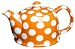 Yedi Houseware Classic Coffee and Tea White Dots 20 Ounce Teapot, Pumpkin Orange