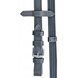 HKM Zügel aus Gurtband mit Lederstopper, schwarz