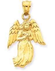 14K Yellow Gold Polished Angel Pendant