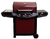 3 BURNER GAS BARBECUE/BBQ WITH SIDE BURNER. IN RED.