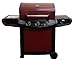 3 BURNER GAS BARBECUE/BBQ WITH SIDE BURNER. IN RED.