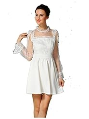 Sexy Cocktail Cotton/Organza/Polyester Lace Summer Long Sleeves Puff Sleeves Club Dress/Prom Dress/Wedding Dress/Mini Dress 