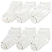 Gold Toe Big Girls'  6 Pack Flat Knit Quarter Sock, White, Small