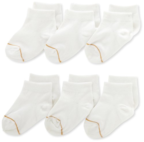 Gold Toe Big Girls'  6 Pack Flat Knit Quarter Sock, White, Small