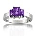 14k White Gold Emerald-Cut Amethyst 3-Stone Ring