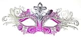 Venetian Pink Mask w/ Silver Metal Laser-cut and Crystals on Eyes
