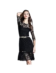 Lace Wrap Pleated Belted Sheath Mermaid Knit Evening Dress/Party Dress 