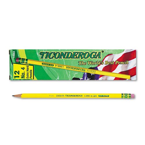 Ticonderoga Yellow Pencil, No.4 Extra Hard Lead, Dozen DIX13884