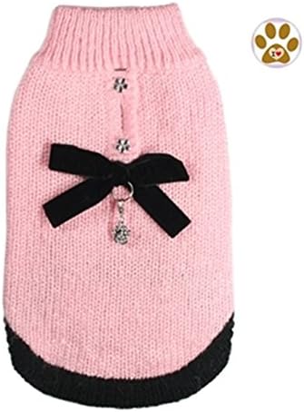 Hip Doggie Classic Pink Coco "Channel" Mohair Sweater and Pin - Dog Sizes XS-L (Large - Chest 16-18", Neck 13.5", Pink)