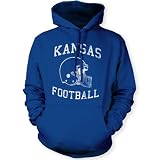 Distressed Kansas Football Unisex Hooded Sweatshirt, Royal, L