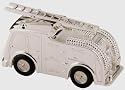 SILVER PLATED FIRE ENGINE MONEY BOX/ CHRISTENING/ NEW