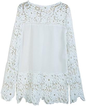 Shiny Stars Women's Plus Size Lace Embroidery Crochet Chiffon Shirts T-Shirts