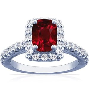 Platinum Cushion Cut Ruby Ring With Sidestones (GIA Certificate)