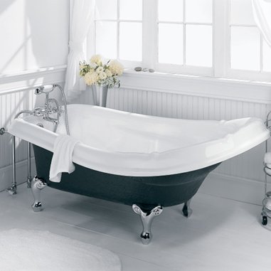 Reminiscence Slipper Soaking Bathtub w/ Black Textured Exterior - 2908.178
