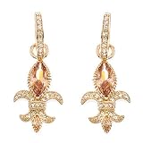 CZ Citrine Gold Vermeil Fleur de Lis Dangling Earrings