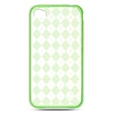 iPhone 4 Bumpers-Premium TPU Flexi Argyle Gel Skin for Apple iPhone4, 4th Generation, 4th Gen Flexible See Thru Skin, Green Checkers Plaid Print
