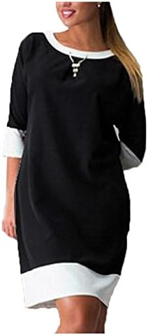 Plus Size L-6XL 2016 Fashion New Women Autumn Patchwork Dress O Neck Color:Black Size:XXXL