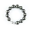 Single Strand 7-7.5 Inch 14MM Black Shell Pearl Bracelet