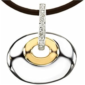 Fashion Oval Diamond Pendant with Leather Cord