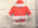 Cpk35rw, Red Chenille Girls White Maribou Trimmed Sweater Cardigan, Pant, Hat Set