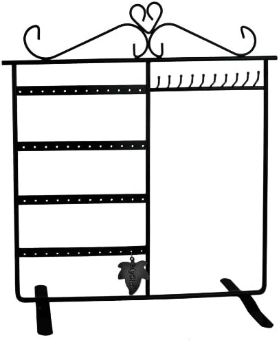 MyGift Metal Jewelry Tower, Compact Earrings Organizer Necklaces Hanger Bracelets Display Stand, Black
